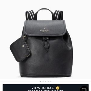 Kate Spade Rosie Backpack in black with striped straps